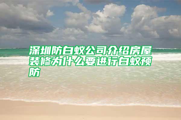 深圳防白蚁公司介绍房屋装修为什么要进行白蚁预防