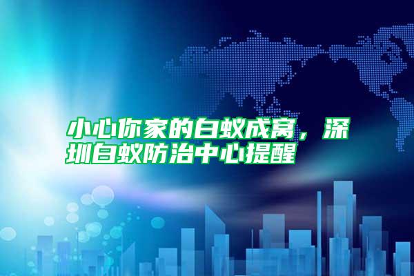 小心你家的白蚁成窝，深圳白蚁防治中心提醒