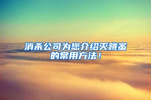 消杀公司为您介绍灭跳蚤的常用方法！