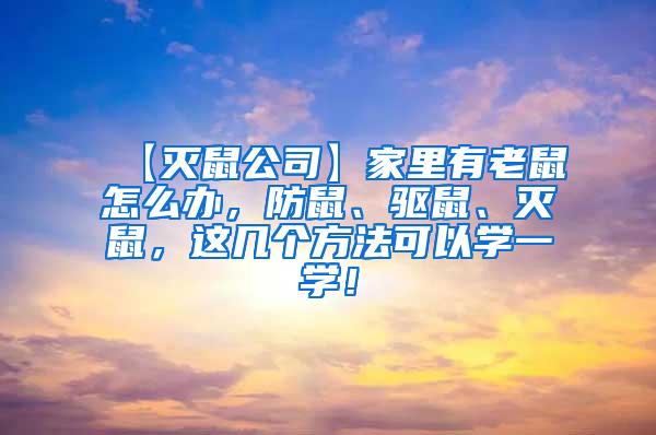 【灭鼠公司】家里有老鼠怎么办，防鼠、驱鼠、灭鼠，这几个方法可以学一学！