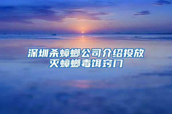 深圳杀蟑螂公司介绍投放灭蟑螂毒饵窍门