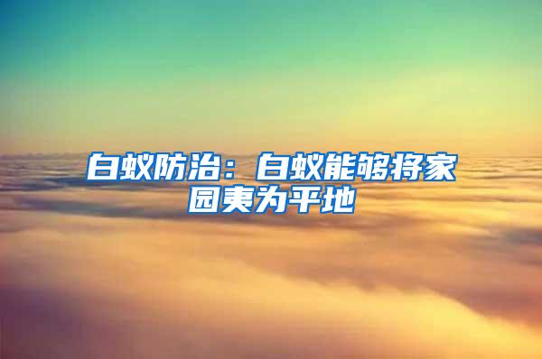 白蚁防治：白蚁能够将家园夷为平地