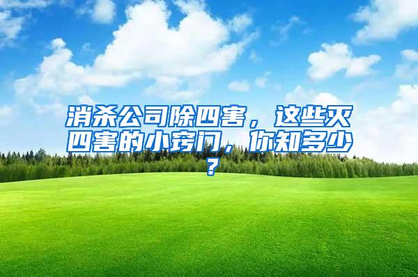 消杀公司除四害，这些灭四害的小窍门，你知多少？