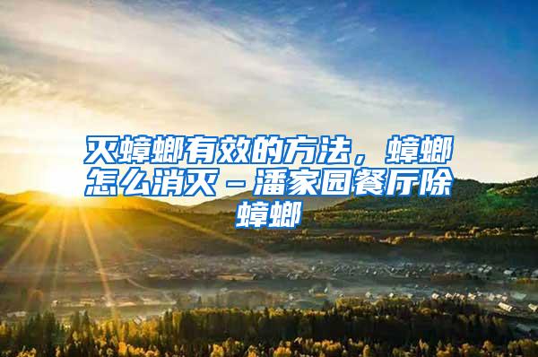 灭蟑螂有效的方法，蟑螂怎么消灭–潘家园餐厅除蟑螂