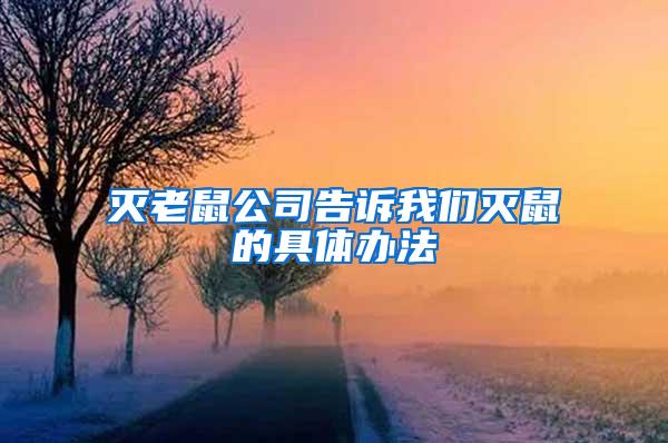 灭老鼠公司告诉我们灭鼠的具体办法