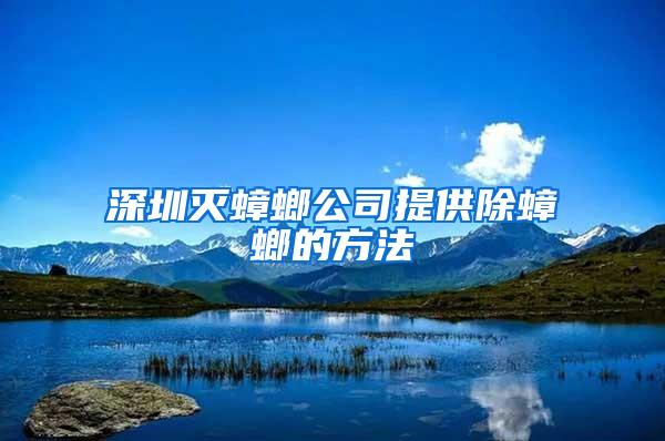 深圳灭蟑螂公司提供除蟑螂的方法