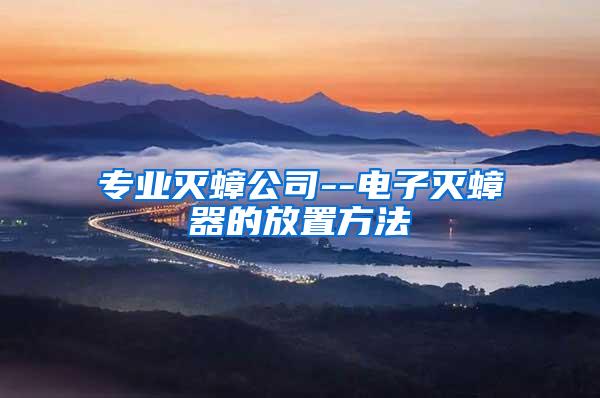 专业灭蟑公司--电子灭蟑器的放置方法