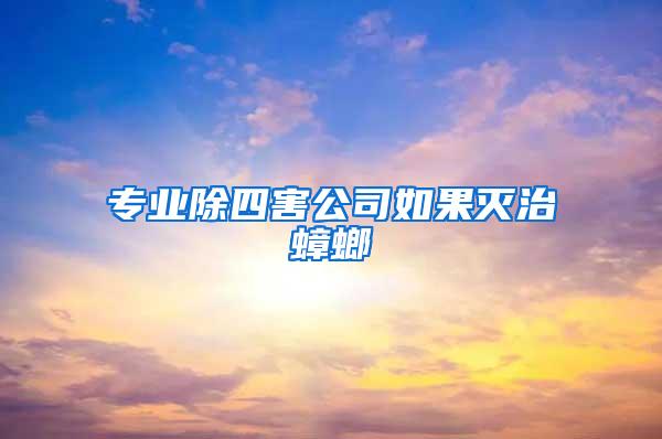 专业除四害公司如果灭治蟑螂