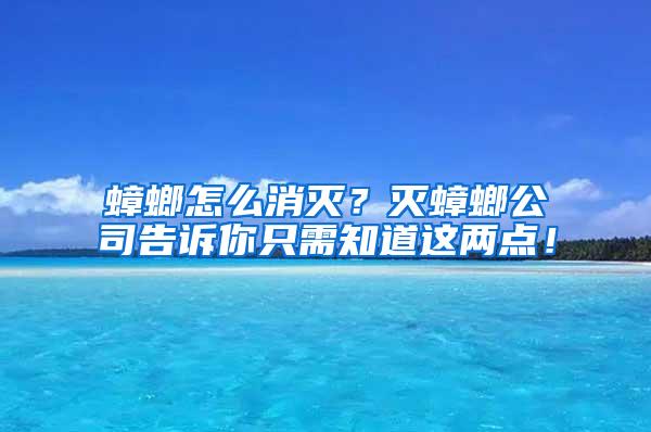 蟑螂怎么消灭？灭蟑螂公司告诉你只需知道这两点！