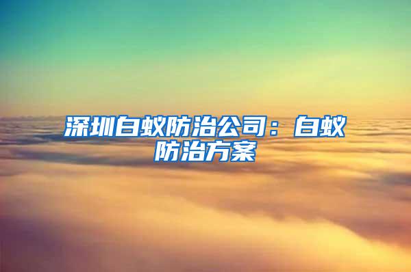 深圳白蚁防治公司：白蚁防治方案