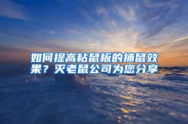 如何提高粘鼠板的捕鼠效果？灭老鼠公司为您分享