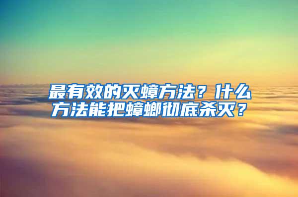 最有效的灭蟑方法？什么方法能把蟑螂彻底杀灭？