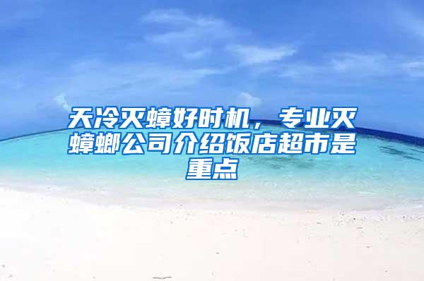 天冷灭蟑好时机，专业灭蟑螂公司介绍饭店超市是重点